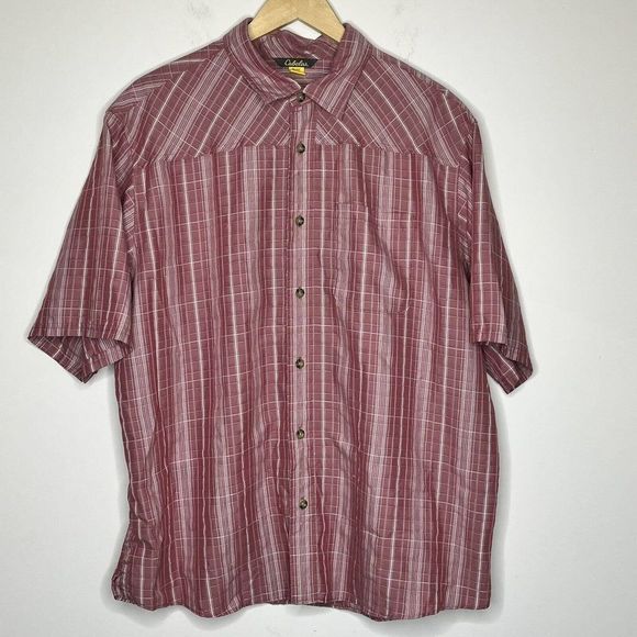 Cabela's Other - Cabela's Men Button Down Red & White Collared Plaid Shirt Size XL‎ Short Sleeve